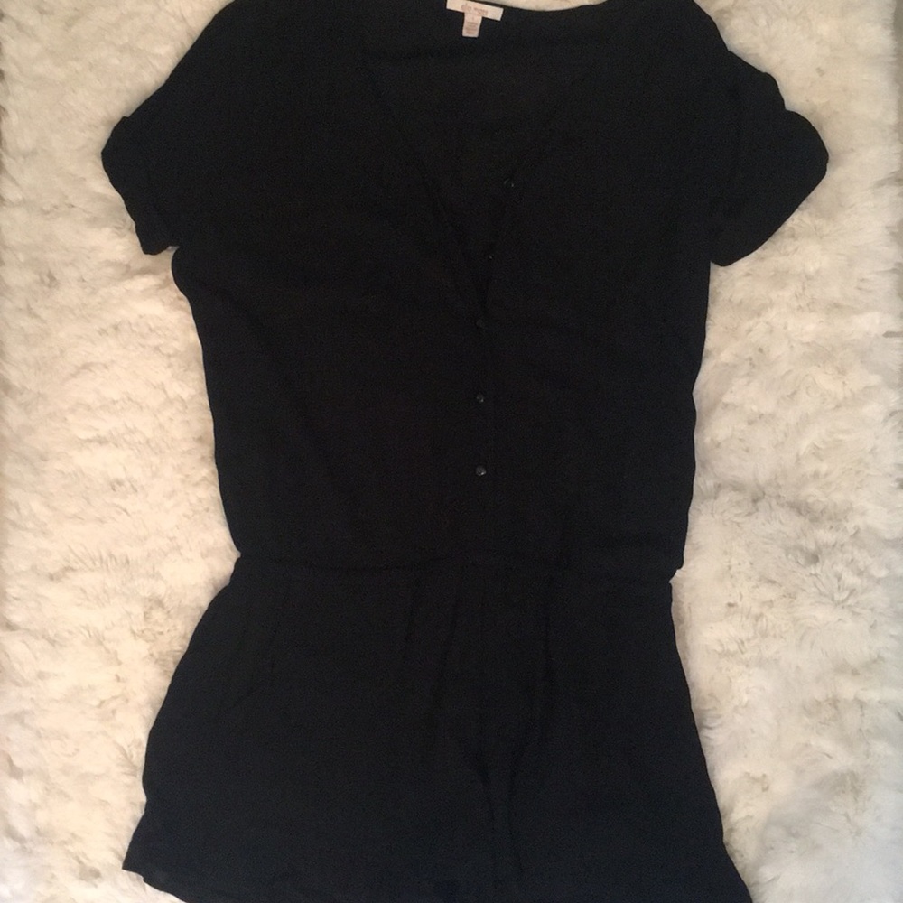 Black button down romper